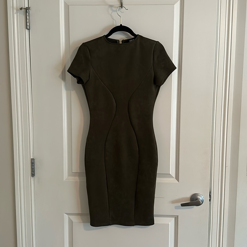 Akira Olive Green Suede Dress